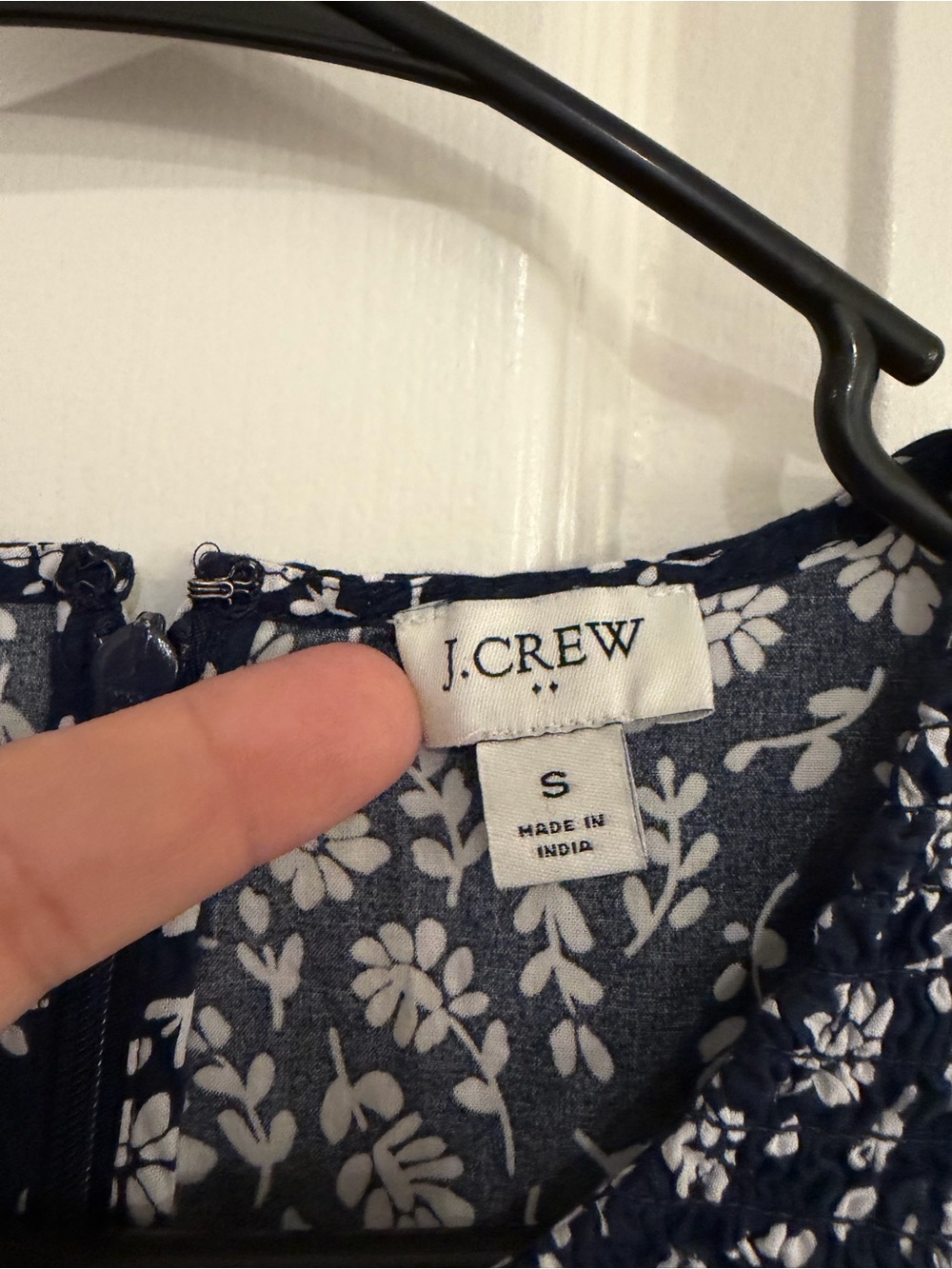 J.Crew Floral Smocked Midi Dress Small Navy White - Picture 4 of 7